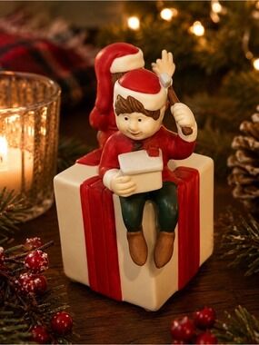 Vintage PartyLite Santa’s Elves Ceramic Votive Candle Holder No Box